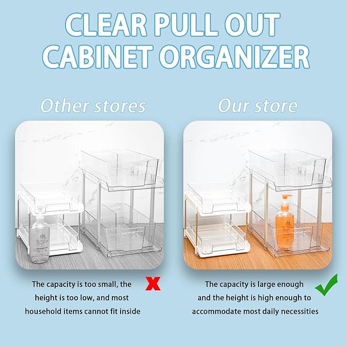 2 Pack 2 Tier Under Cabinet Bathroom Storage