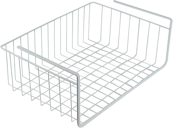 White Wire Under-Shelf Storage Basket, 17-Inch – Durable Organization Solution for Kitchen, Pantry, and Closet