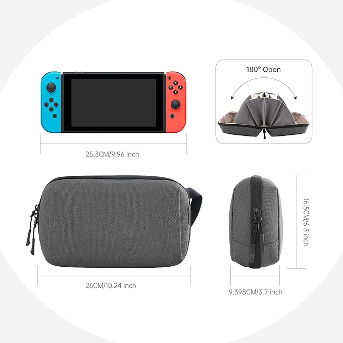 simtoper Electronic Organizer Travel Case Bag for Cables, Switch, SD card, Passport and More – Ultimate Protection & Portability Waterproof (Grey)