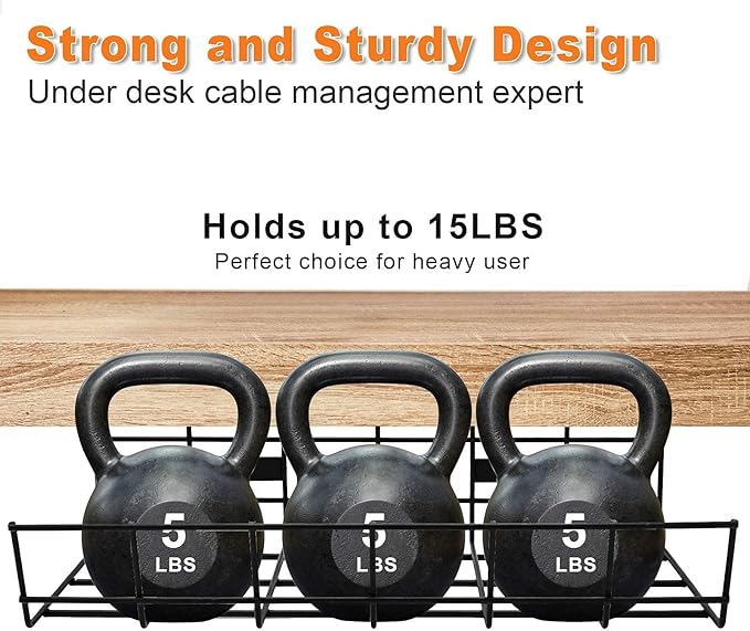 Under Desk Cable Management- 1 Pack Cord Organizer. Metal Wire Cable Management Tray for Office, Studio and Home. Super Sturdy Under Table Cable Management - Black Cable Organizer