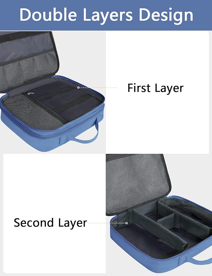 MATEIN Electronics Organizer, Cable Organizer Bag Electronic Accessories Case with Handle for Cable, Cord, Tablet, Charger, Phone, Double Layers Tech Case Travel Gifts for Men and Women, Blue