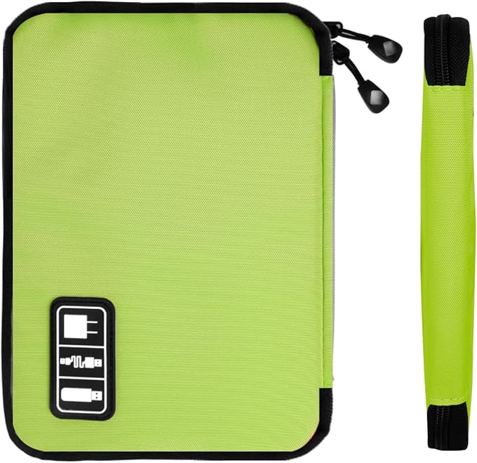 Lcsmaokin Electronics Organizer Travel Case,Electronic Accessories Storage Bag,Portable Waterproof Cable Organizer Bag,Travel Cord Organizer Bags for Small Charging Cord Storage,SD Card-Green