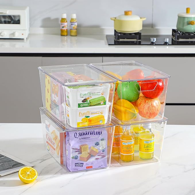6 Pack Clear Storage Bins with Lids