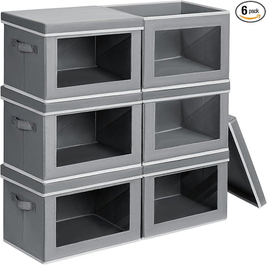 Clothes Organizers and Storage, 6 Pack Large Storage Box with Lids