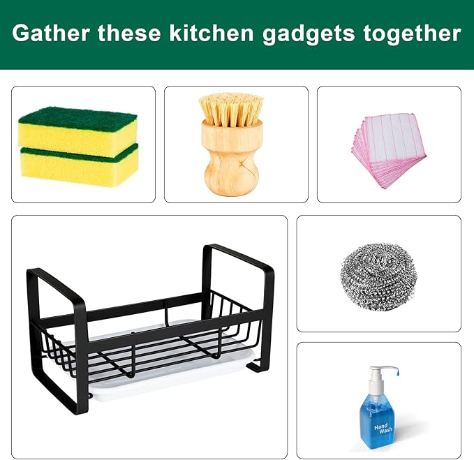 Sponge Holder for Kitchen Sink- Stainless Steel Kitchen Sink Caddy