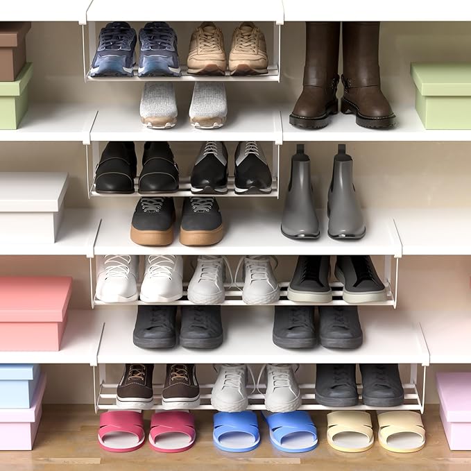 4 Pcs Expandable Shoe Rack Organizer for Closet 16.5-31.5 Inch Adjustable