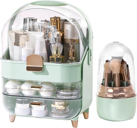 Makeup Organizer Countertop, Skincare Bathroom Counter Organizer, Green