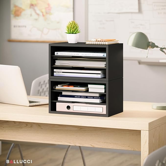 File Organizer, 3-Tier Document Paper Sorter, Black
