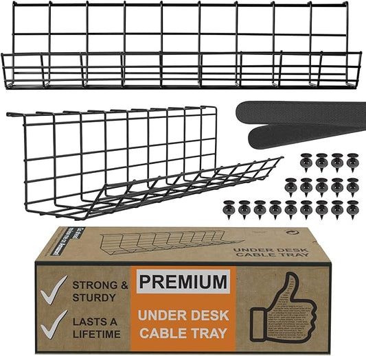 Under Desk Cable Management Tray, Cord Organizer for Wire, Cord Management Under