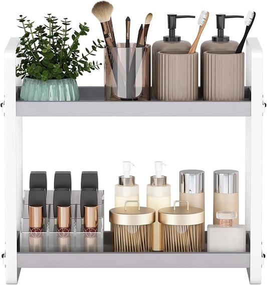 Bathroom Counter Organizer, Bathroom Countertop Organizer, Grey 2 Tier