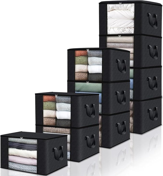 Fab totes 10 Pack Clothes Storage, Black