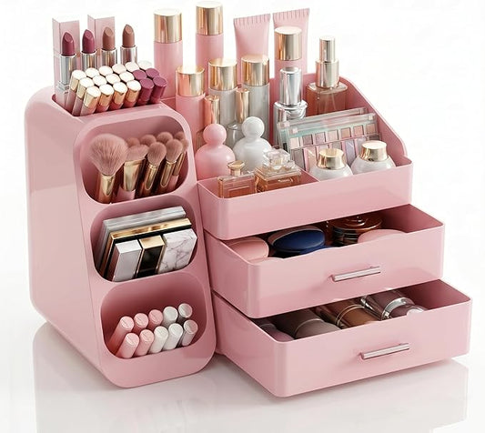 Makeup Organizer with Drawers, All Pink