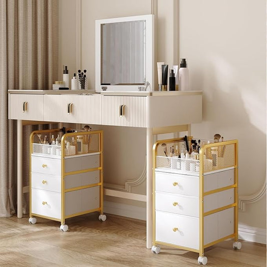 Rolling Makeup Organizer Cart with 3 Drawers