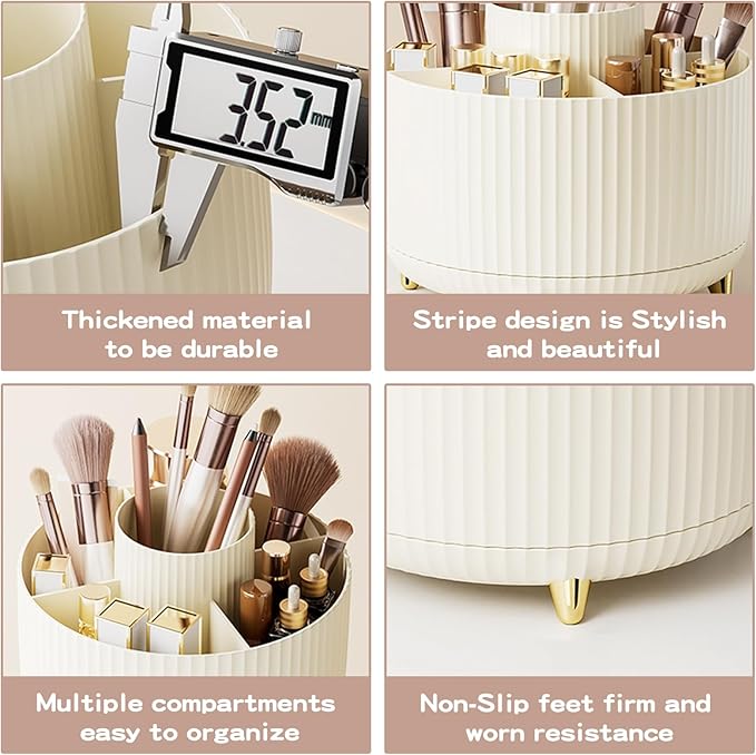 fanado 360° Rotate Makeup Brush Holder Organizer, Makeup Organizers Countertop, Makeup organization and Skincare Storage for Vanity, Desktop, Bathroom