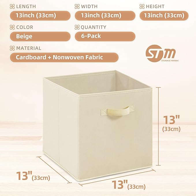 STORAGE MANIAC Storage Cubes, 6-Pack Beige