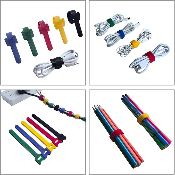 160 PCS 6 Inches Multi-Colour Reusable Cable Ties Cord Straps Multi-Purpose Wire Ties Cord Wrap Hook and Loop Organizer Cable Management,Adjustable Cord Ties for Home,Garden,Office,Data Centers