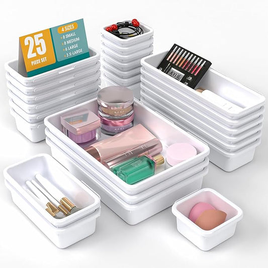 25 PCS Drawer Organizer Set, White