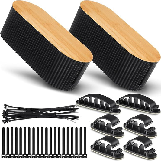 2 Pcs Black Cable Management Organizer Box for Hiding Wires