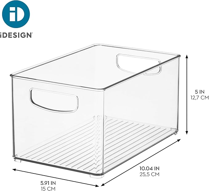 iDesign Stackable Clear Plastic Bin - Kitchen Organizers and Storage for Fridge and Pantry, 4-Pack