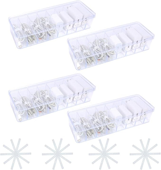4pcs, Cord Storage Organizer, With 40 Straps, Cable Storage Organizer
