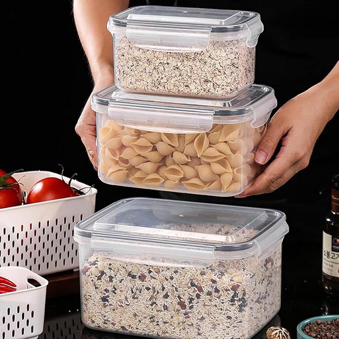 Large Fridge Food Storage Container Set with Lids with Strainer