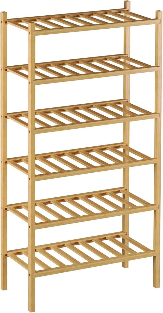 CRAFT 6-Tier Bamboo Small Shoe Rack, Natural
