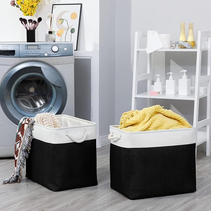 Bidtakay Baskets Extra Large Storage Bins for Clothes Set of 2 Black Baskets