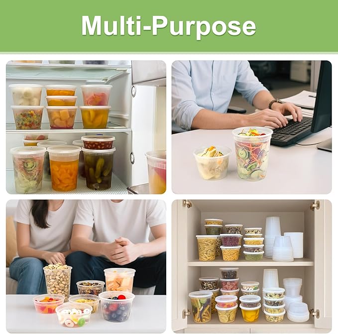 60 Sets (120-Piece) Deli Containers with Lids 16 oz