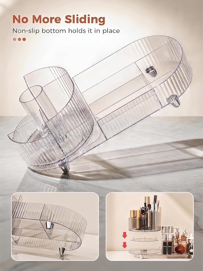Rotating Makeup Organizer for Vanity, Crystal Clear