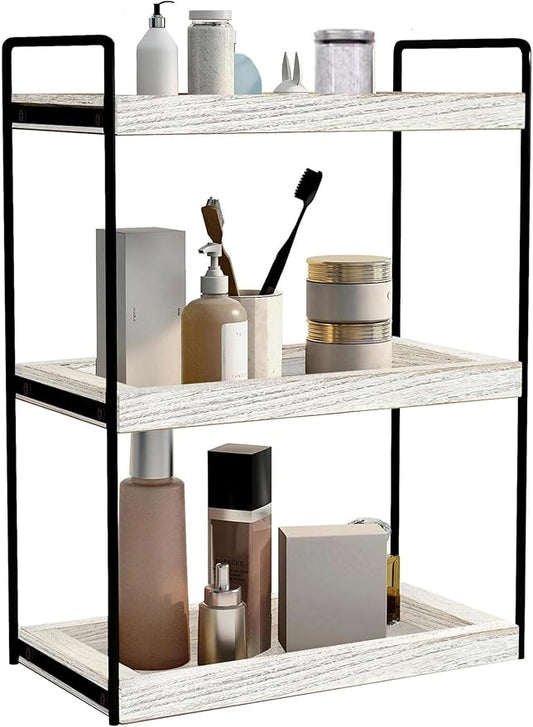 3 Tier Bathroom Counter Organizer, Rustic White
