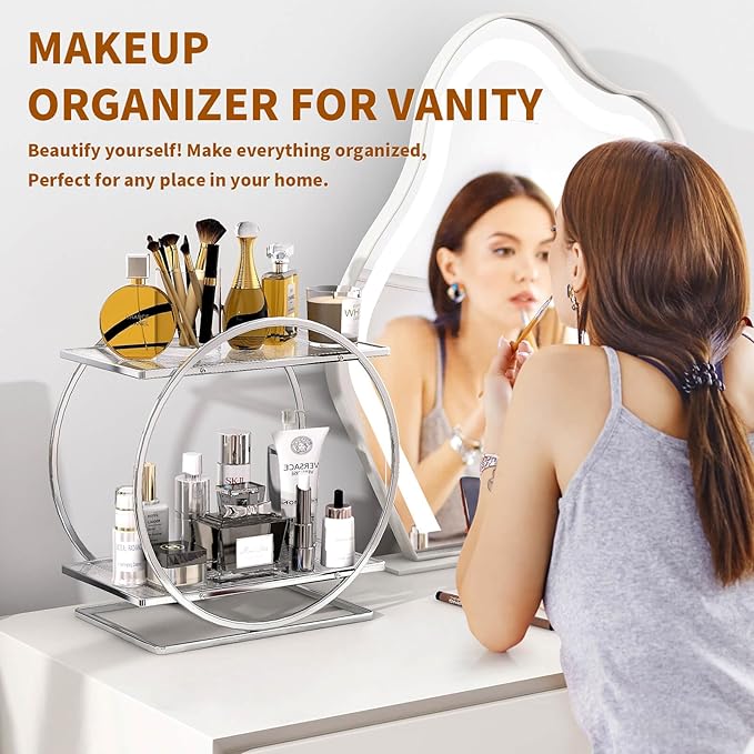 Perfume Organizer for Bedroom Dresser- Sliver Makeup Organizers for Vanity