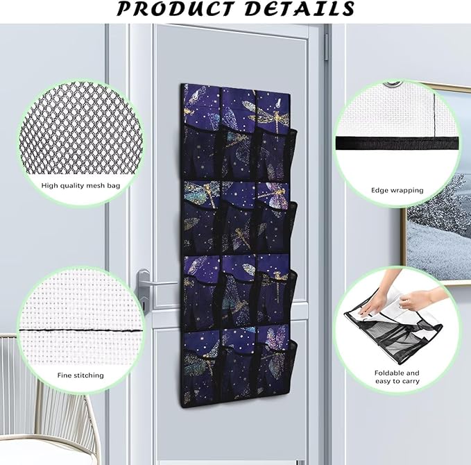 Glowing Dragonfly Over Door Hanging Organizer