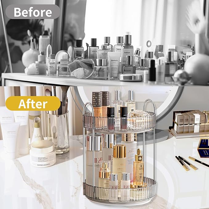 360 Rotating Makeup Organizer for Vanity, Bathroom Countertop Organizer