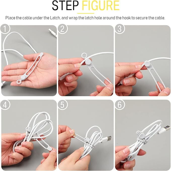 Nuanchu 40 Pcs Silicone Cable Ties Reusable Holder Adjustable Straps Multipurpose Charging Cable Organizer for Fastening Charging Cords Wires(4.17 Inch,Assorted Color)