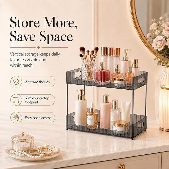 Bathroom Counter Organizer, Multi-Purpose Cosmetics Skincare Shelf