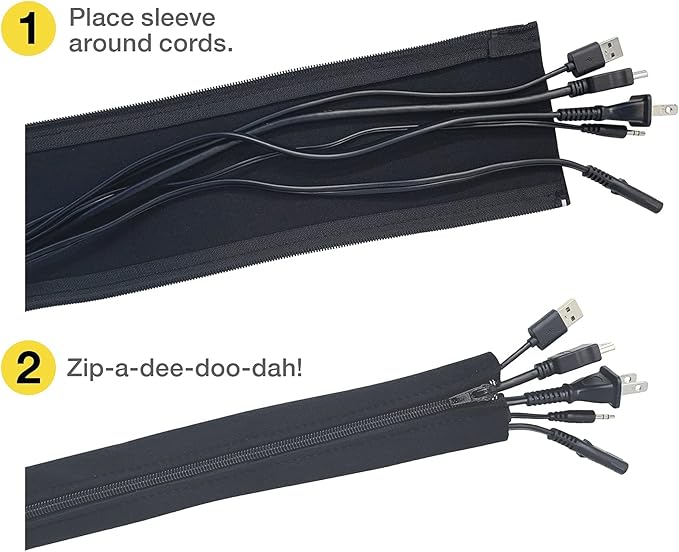 Zipper Cable Sleeves, 36 x 4 in, 2 Pack – Black