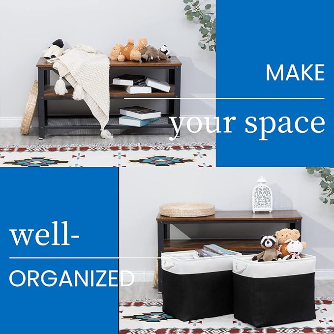 Bidtakay Baskets Extra Large Storage Bins for Clothes Set of 2 Black Baskets