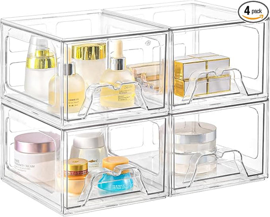 4 Pack Stackable Makeup Organizer