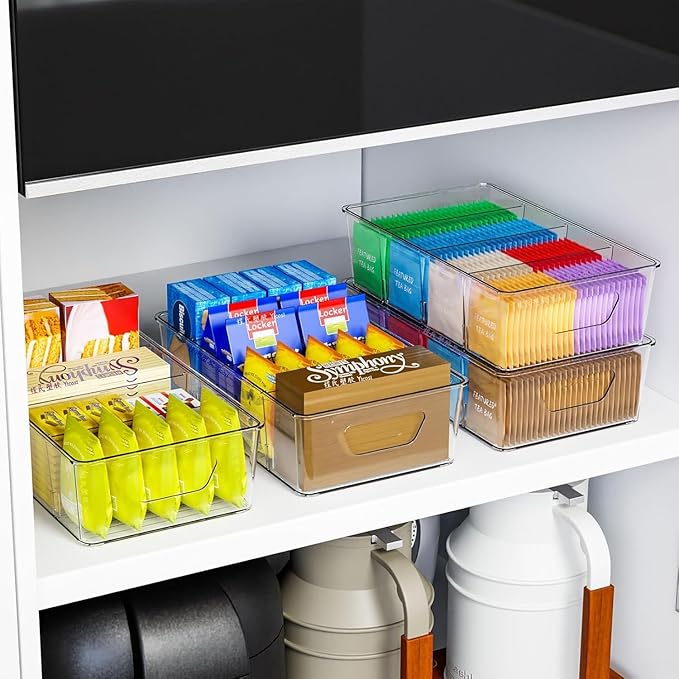 Stackable 8 Pack Snack Organizer for Pantry Shelf,Clear Pantry Organizers and Storage Bins for Fridge,Office,Cupboard,Plastic Pantry Snack Organizer For Breast Milk,Tea Bag,Food Storage Containers