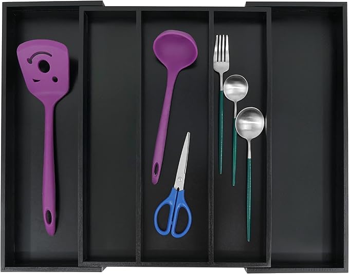 Bamboo Drawer Organizer Kitchen Utensils