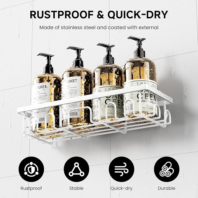 Shower Caddy, 3 Pack Shower Shelves for Inside Bathroom, White