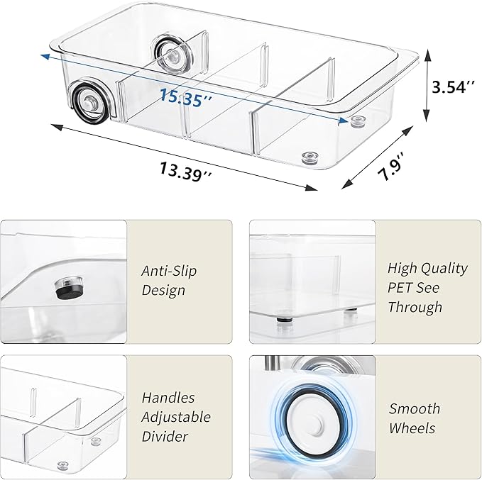 3 Pack Fridge Organizer on Wheels