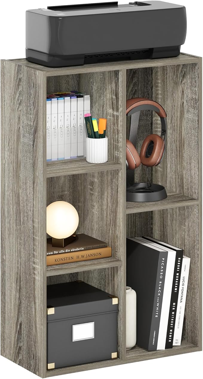 Furinno LUDER Book Shelf, 5-Cube Bookshelf, Reversible Bookcase, French Oak