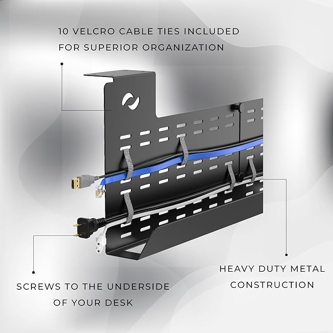 Under Desk Cable Management Tray and Computer Cord Raceway