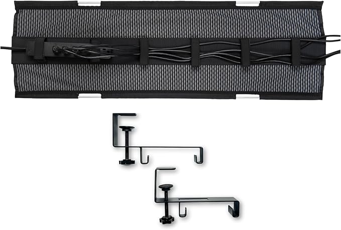 POSTURE Mesh Cable Organizer, Clamp-Mounted Under Desk Cable Management, Gray