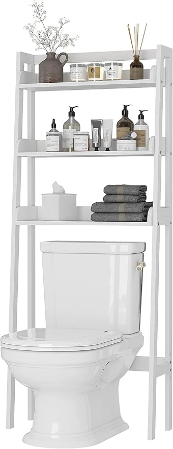 Over The Toilet Storage Shelf, 3-Tier Over Toilet Bathroom Organizer, White
