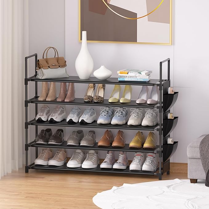 5 Tier Shoe Organizer Rack for Closet, Entryway, Garage, Door, Space Saving