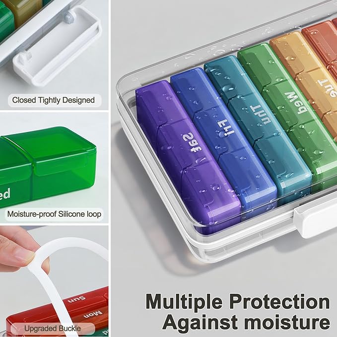 4-Tier XL Medicine Organizer with Leather Handle