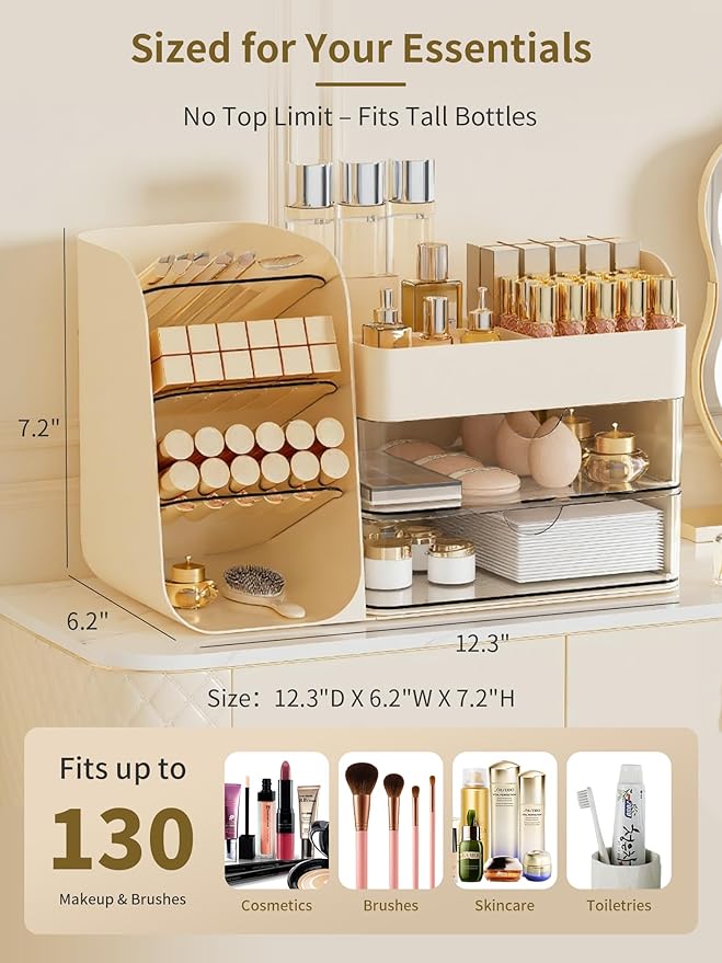 Makeup Organizer for Vanity, Crystal Creem