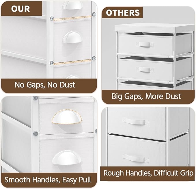 4 Drawer Narrow Slim Cabinet Skinny Storage Tower Chest, White